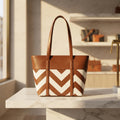 Zigzag Brown & White Bag