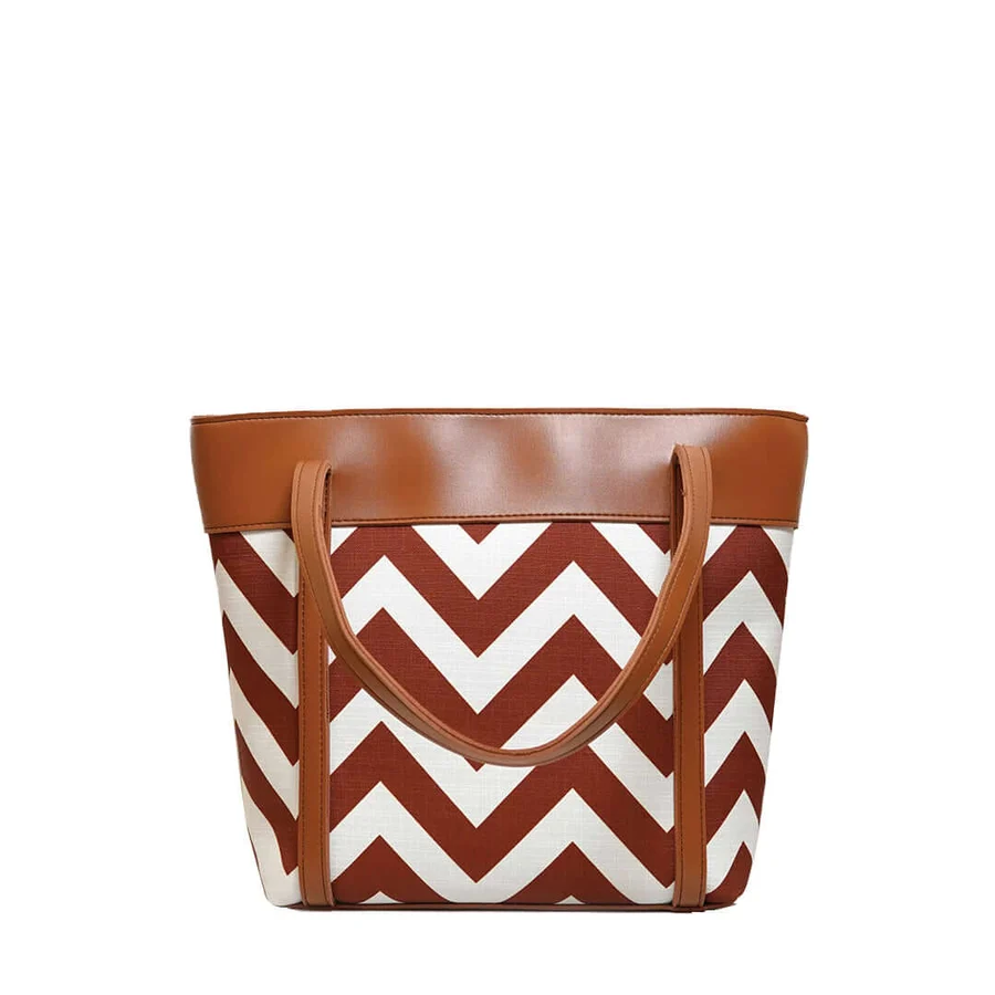 Zigzag Brown & White Bag