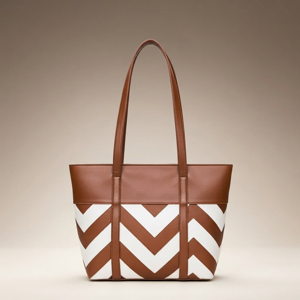 Zigzag Brown & White Bag