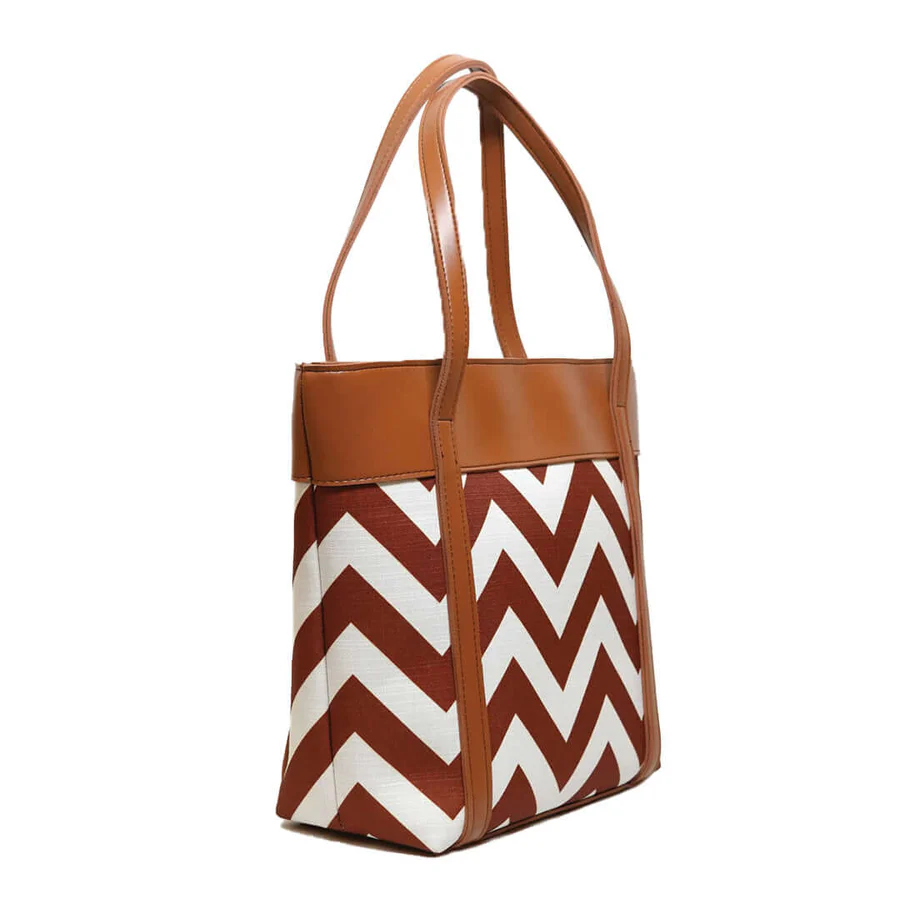 Zigzag Brown & White Bag