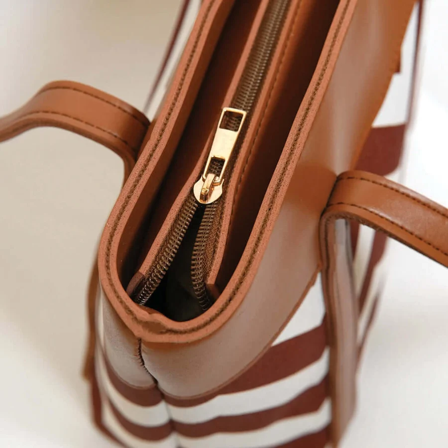 Zigzag Brown & White Bag
