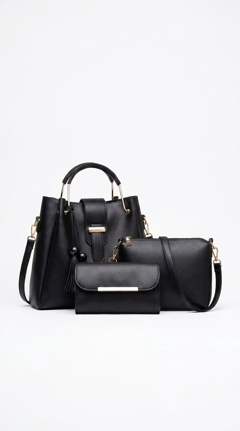 Ava 3-Piece Women's Handbag Set – Shoulder Bag, Pouch & Wallet